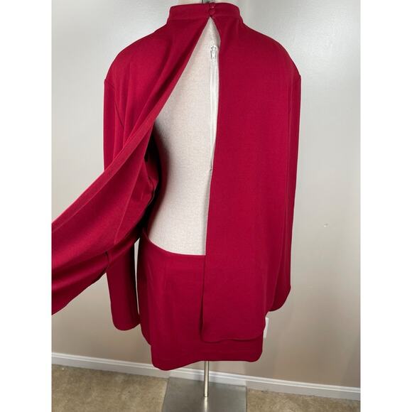 SER.O.YA Mave Long Sleeve Mock Neck Open Back Ruby Red Mini Dress Size Large - Picture 10 of 13
